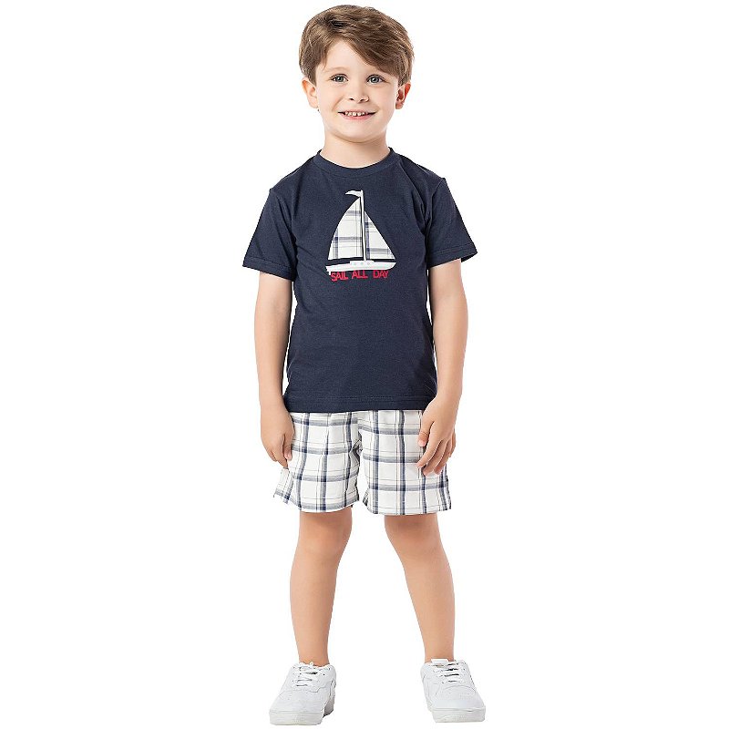 CONJUNTO INFANTIL MENINO SAIL ALL DAY SARJA MARINHO