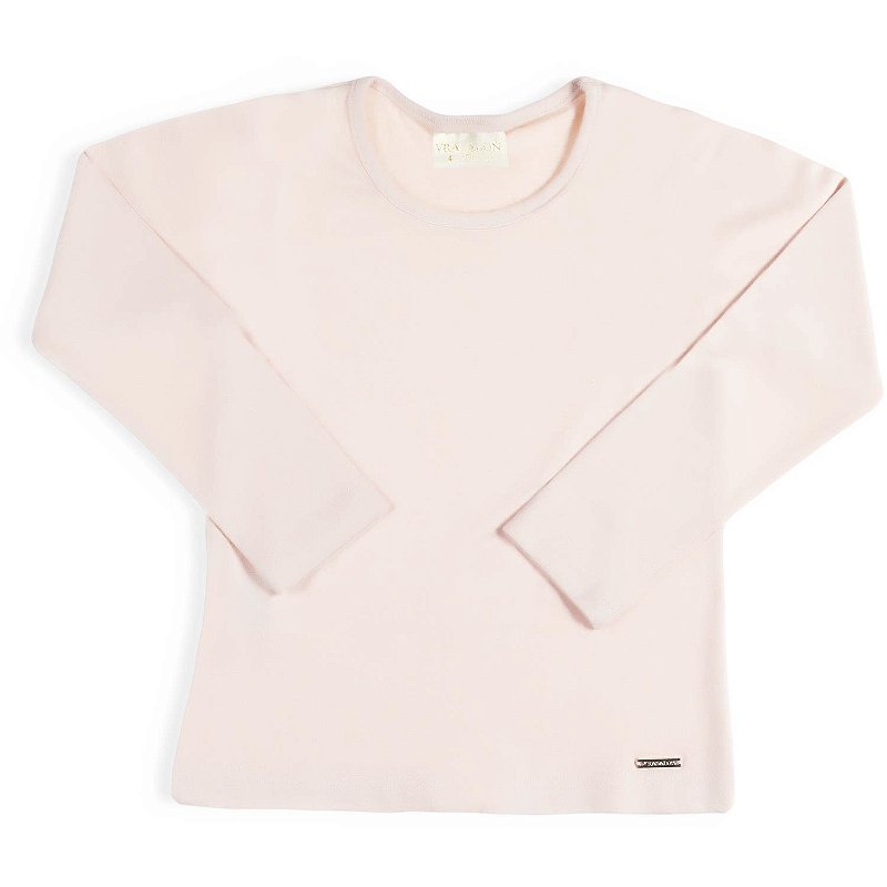 BLUSA INFANTIL MENINA MELANGE FLANELADA ROSA