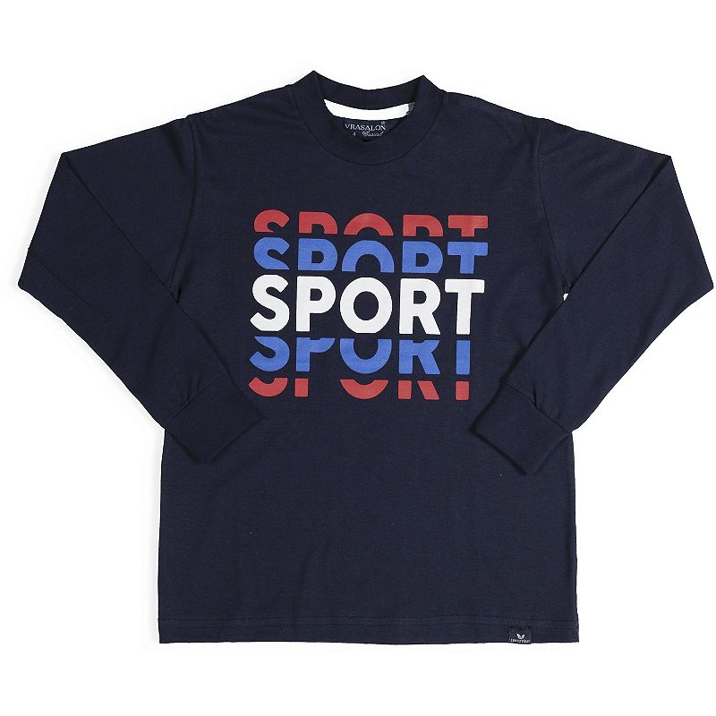 CAMISETA INFANTIL MENINO SPORT ALGODÃO MARINHO