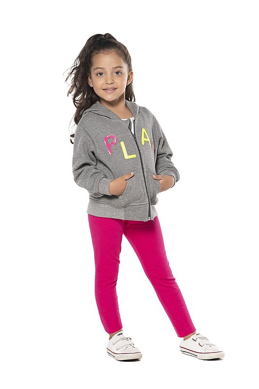 CONJUNTO INFANTIL MENINA PLAY THE GAME MOLETOM PINK