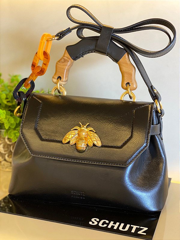 SCHUTZ BOLSA TIRACOLO MÉDIA BELIEVE COURO PRETA - Conceito Rouparia