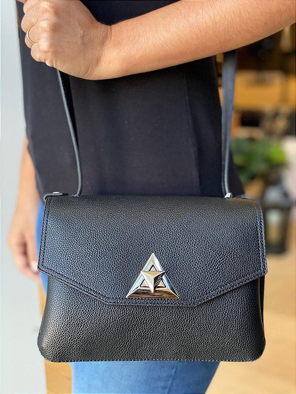 black leather bolsa crossbody