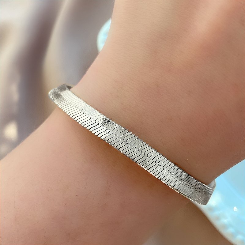 PULSEIRA FITA GROSSA FOLHEADO A PRATA⭐