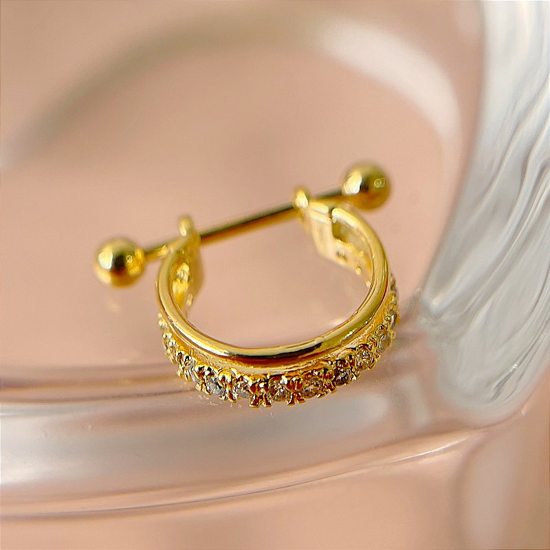 PIERCING CONCH DUPLA FILEIRA ZIRCÔNIAS HASTE AÇO 316L 8MM SEMIJOIA PARA ATUALIZAÇÃO⭐️