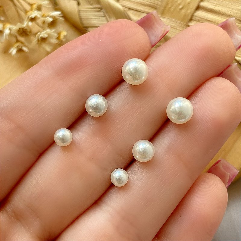 BRINCO KIT TRIO PÉROLAS P FOLHEADO A RÓDIO⭐