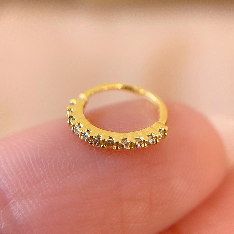 PIERCING NARIZ ARGOLINHA 8MM ZIRCÔNIA FOLHEADO A OURO 22K SEMIJOIA PARA ATUALIZAÇÃO⭐️