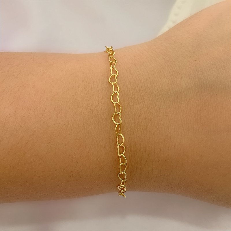 PULSEIRA ELOS CORAÇÕES FOLHEADO A OURO 18K⭐️