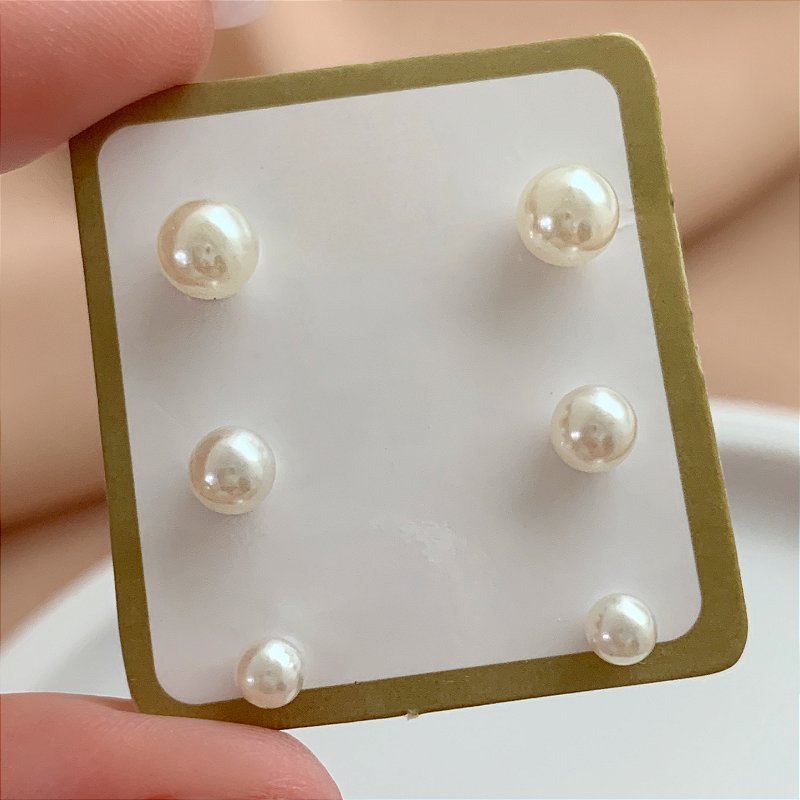 BRINCO KIT TRIO PÉROLAS FOLHEADO A OURO 18K⭐️