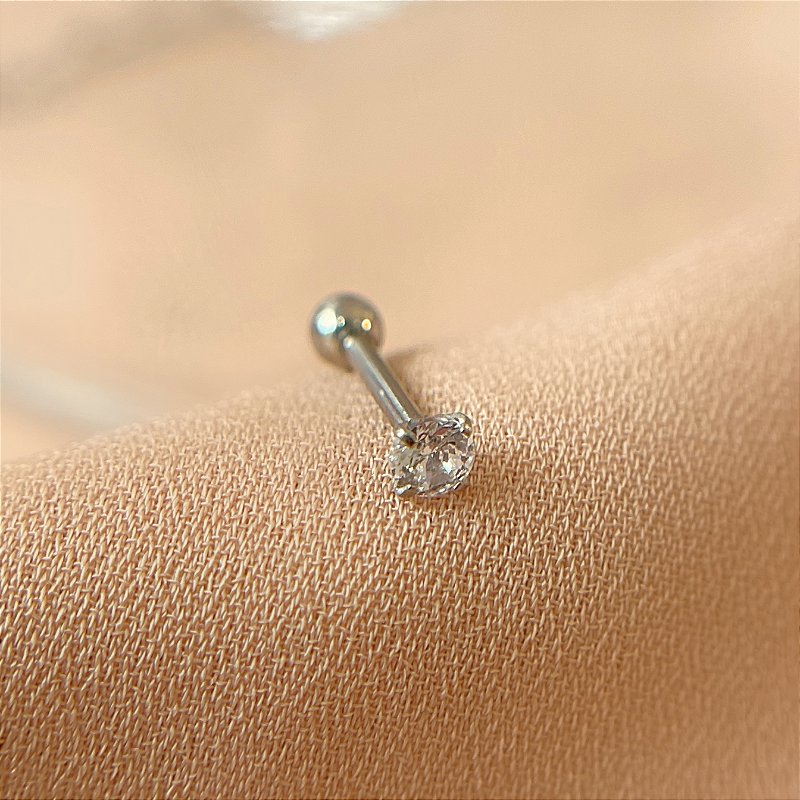 PIERCING CARTILAGEM/TRÁGUS MINI ZIRCÔNIA 8MM HASTE AÇO 316L FOLHEADO A RÓDIO SEMIJOIA PARA ATUALIZAÇÃO⭐️