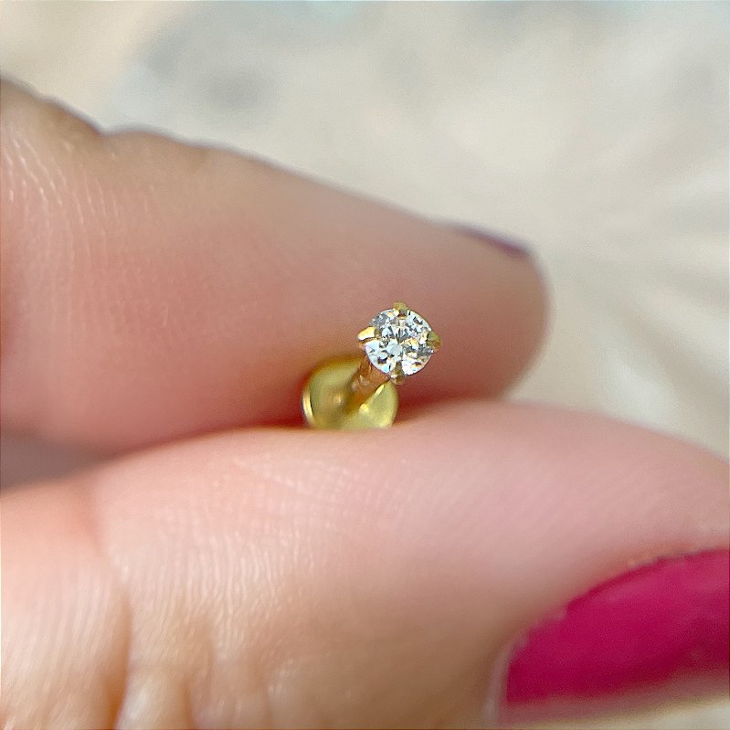 PIERCING CARTILAGEM PONTO DE LUZ ZIRCÔNIA 6MM HASTE AÇO 316L ROSCA FOLHEADO A OURO 18K SEMIJOIA PARA ATUALIZAÇÃO⭐️