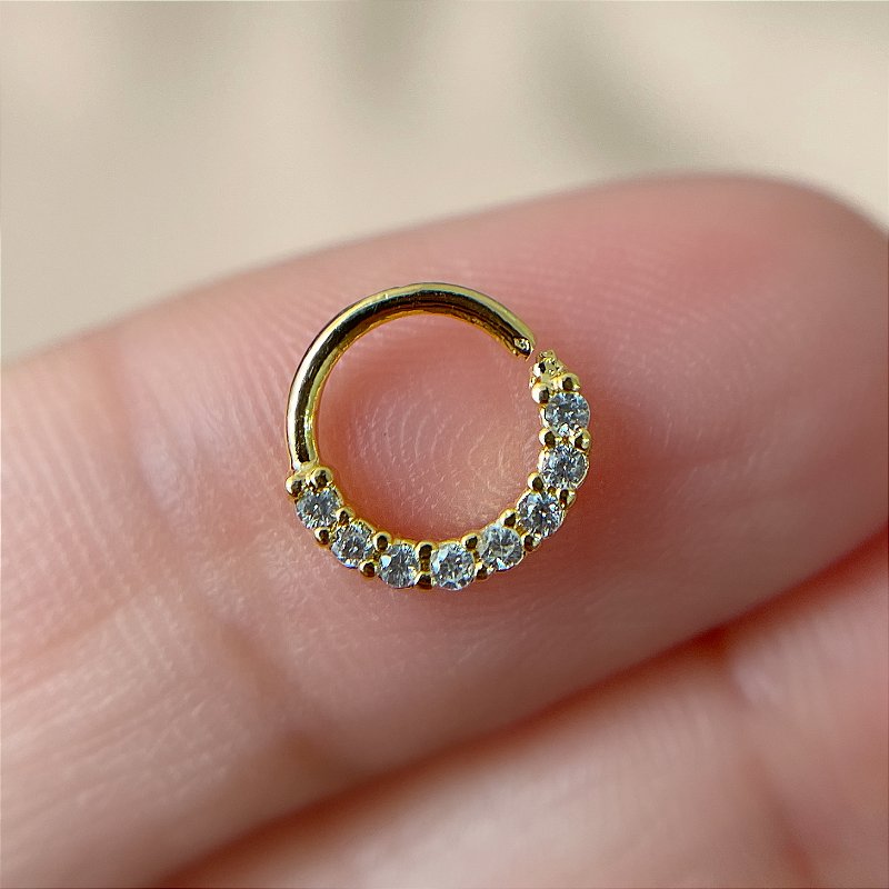 PIERCING SEPTO/ DAITH/ ROOK ARGOLA ZIRCÔNIAS 6MM FOLHEADO A OURO 18K SEMIJOIA PARA ATUALIZAÇÃO⭐️