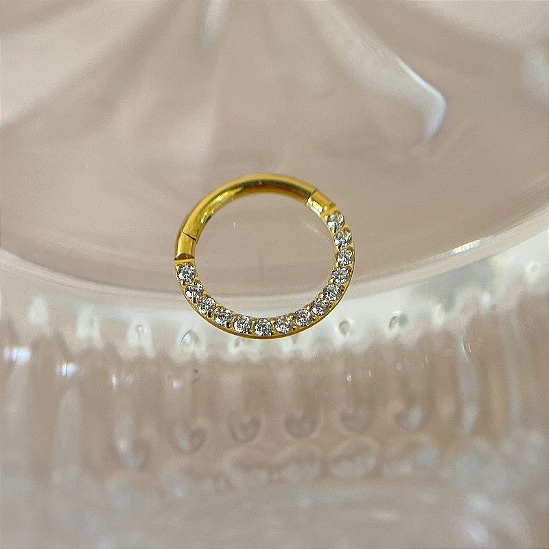 PIERCING TITÂNIO GOLD ARGOLA ZIRCÔNIA SEGMENTO ARTICULADO SEPTO 8MM PARA PERFURAÇÃO⭐️