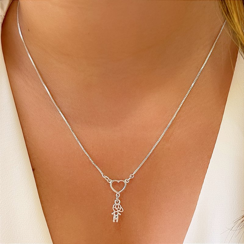 COLAR MENINO CORAÇÃO VAZADO FOLHEADO A PRATA⭐️