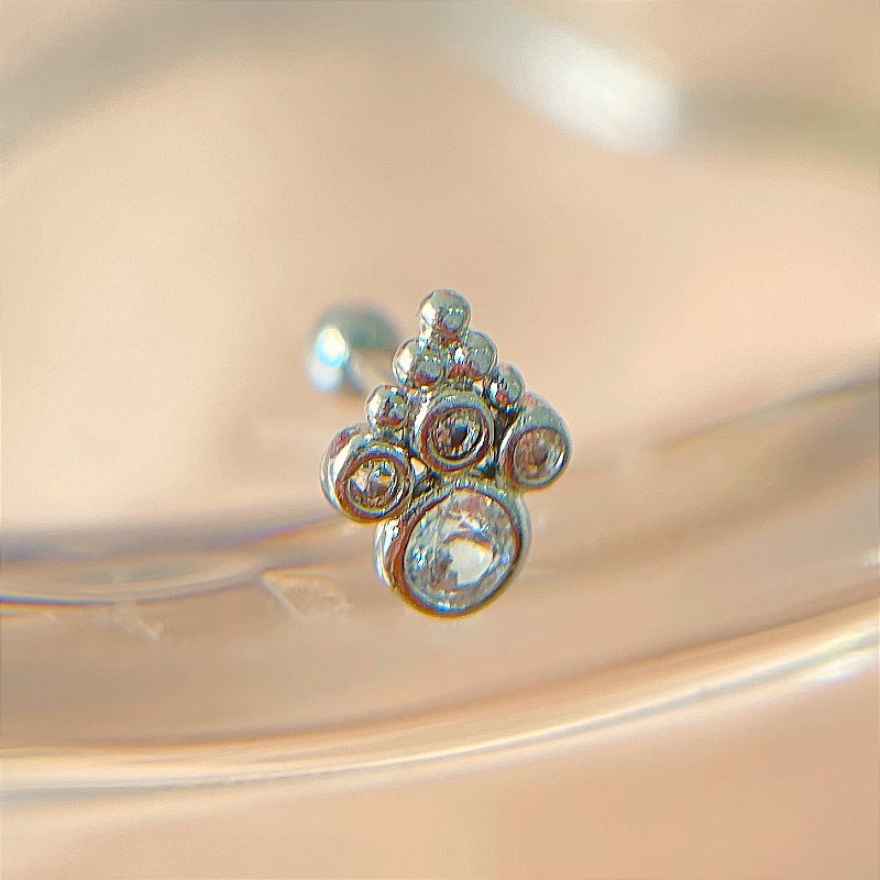 PIERCING CARTILAGEM HASTE AÇO 316L ESFERAS ZIRCÔNIAS 6MM FOLHEADO A RÓDIO SEMIJOIA PARA ATUALIZAÇÃO⭐️