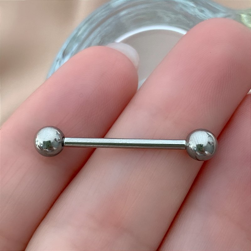 PIERCING RETO BÁSICO LÍNGUA  AÇO 316L 19MM PARA PERFURAÇÃO⭐️