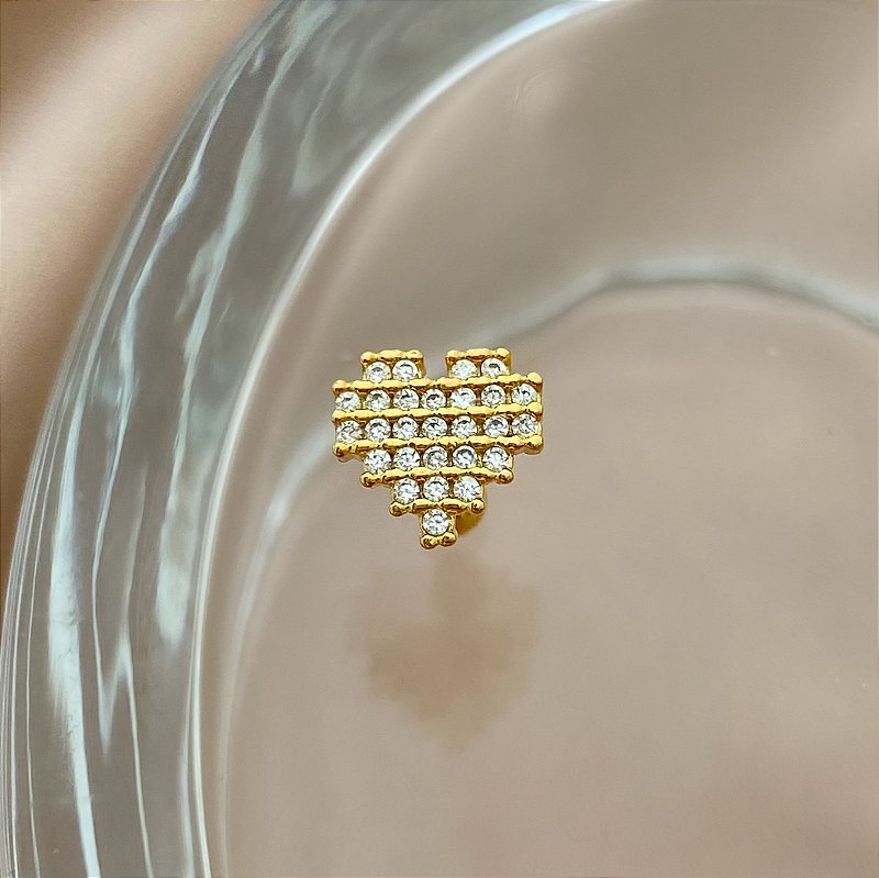 PIERCING CARTILAGEM CORAÇÃO ZIRCÔNIAS 6MM HASTE AÇO 316L FOLHEADO A OURO 18K SEMIJOIA PARA ATUALIZAÇÃO⭐️