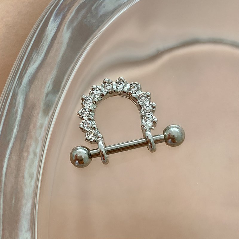 PIERCING CONCH FILEIRA ZIRCÔNIAS FRONTAIS 5MM HASTE AÇO 316L FOLHEADO A RÓDIO SEMIJOIA PARA ATUALIZAÇÃO⭐️