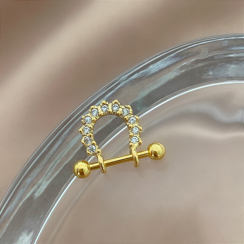 PIERCING CONCH FILEIRA ZIRCÔNIAS FRONTAIS 5MM HASTE AÇO 316L FOLHEADO A OURO 18K SEMIJOIA PARA ATUALIZAÇÃO⭐️