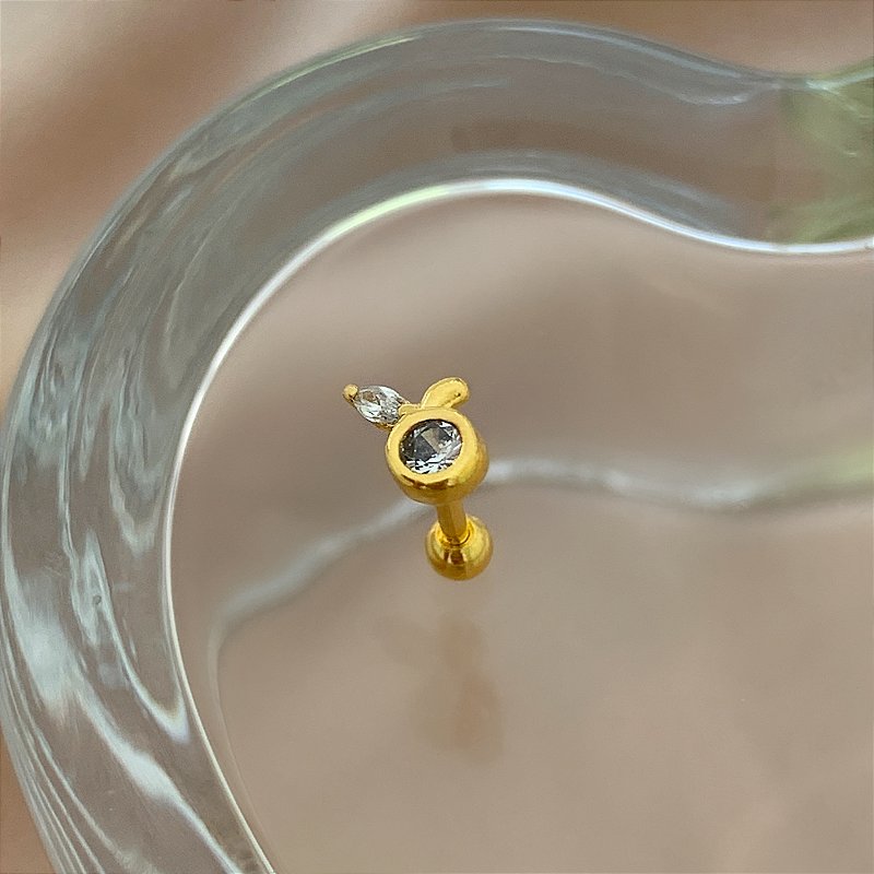 PIERCING CARTILAGEM CEREJINHA ZIRCÔNIAS 7MM HASTE AÇO 316L FOLHEADO A OURO 18K SEMIJOIA PARA ATUALIZAÇÃO⭐️