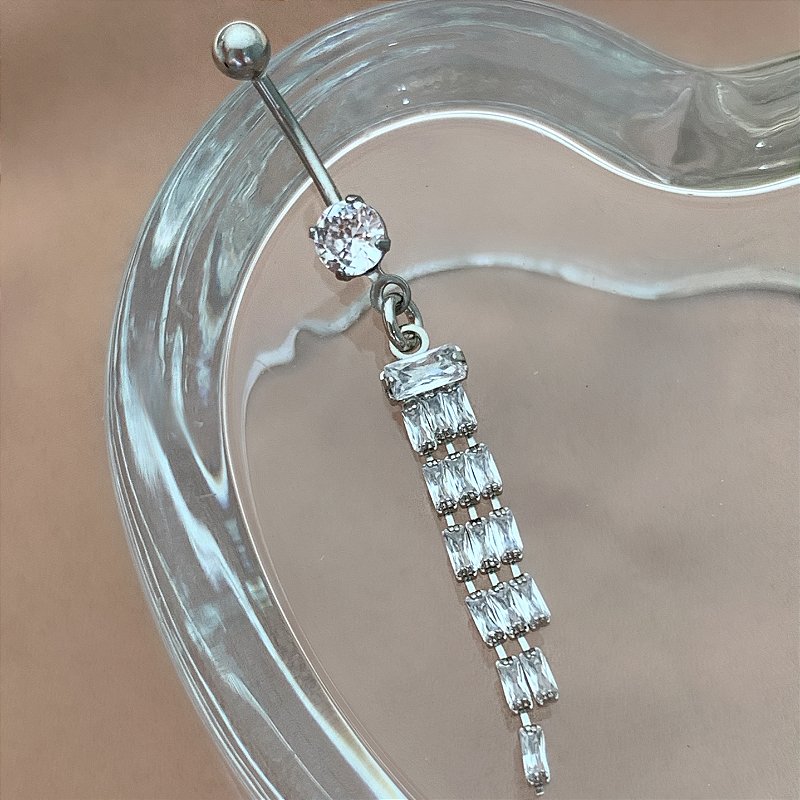 PIERCING UMBIGO HASTE AÇO 316L FRNJAS ZIRCÔNIAS 10MM FOLHEADO A RÓDIO SEMIJOIA PARA ATUALIZAÇÃO⭐️