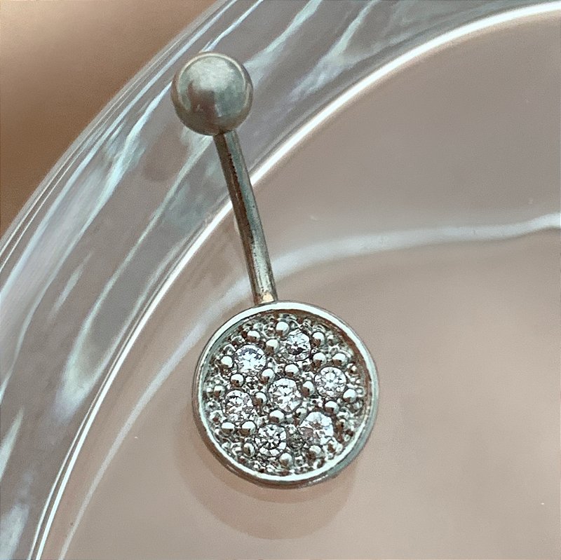 PIERCING UMBIGO HASTE AÇO 316L ESFERA ZIRCÔNIAS 10MM FOLHEADO A RÓDIO SEMIJOIA PARA ATUALIZAÇÃO⭐️