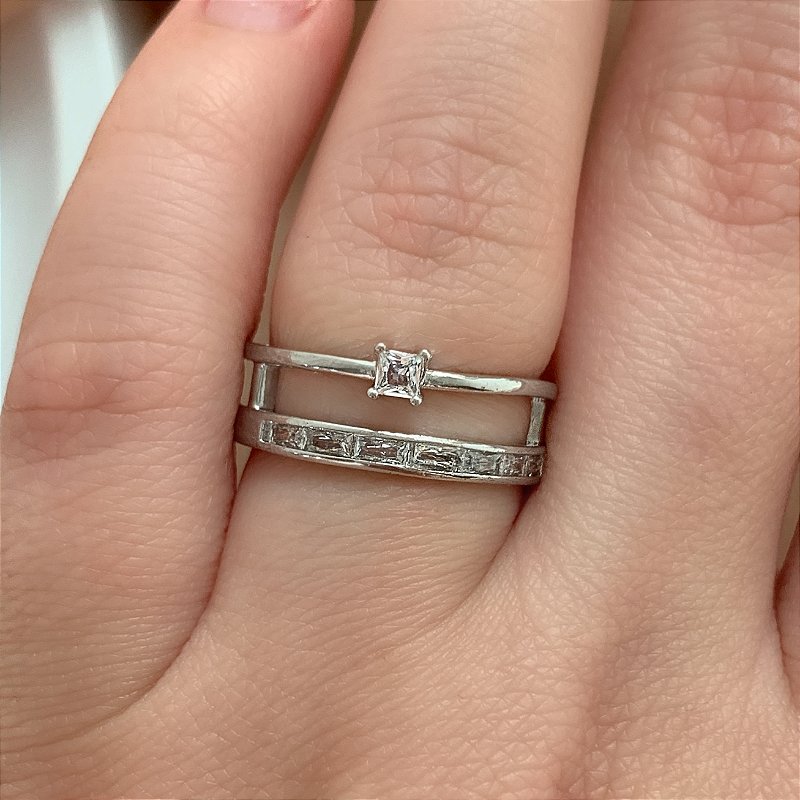 ANEL FIO FUPLO ZIRCÔNIAS LAILA PRATEADO BIJU