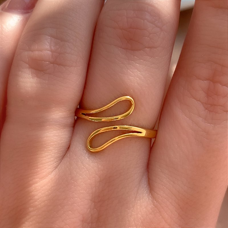 ANEL GOTA VAZADAS DELICADAS DOURADO AÇO 316L⭐️