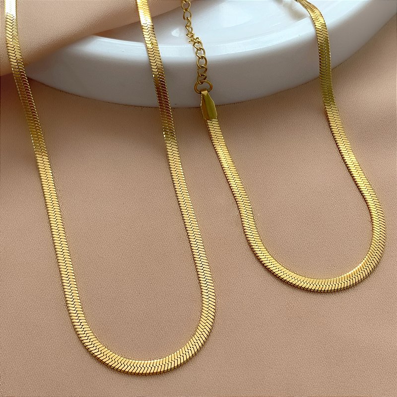 COLAR E PULSEIRA KIT FITA FINA P DOURADO AÇO 316L⭐️