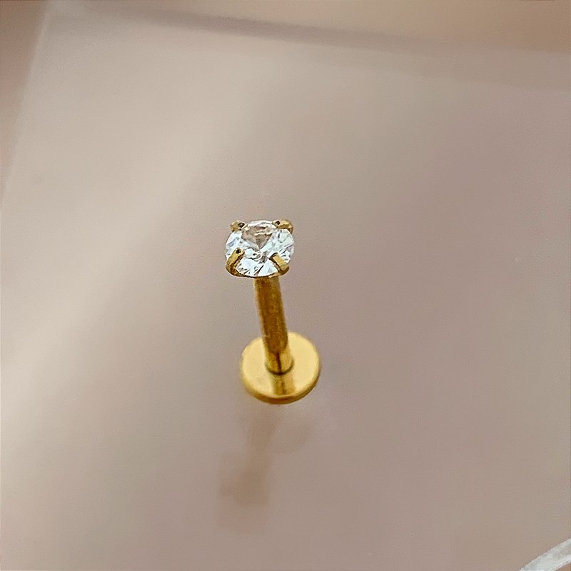 PIERCING TRÁGUS / CARTILAGEM PONTO DE LUZ 8MM HASTE AÇO 316L FOLHEADO A OURO 18K SEMIJOIA PARA ATUALIZAÇÃO⭐️