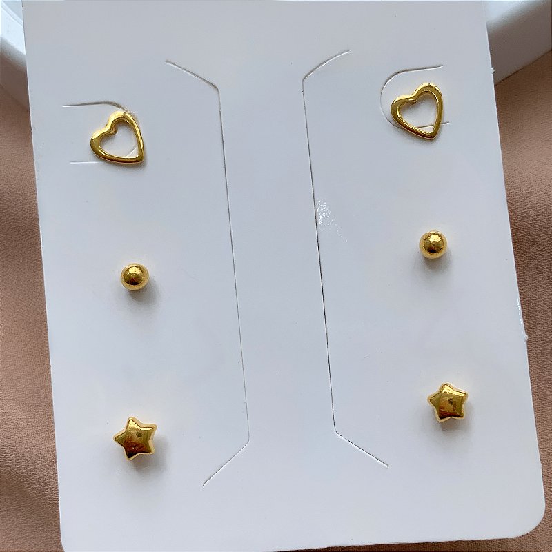 MIX DE BRINCOS MARIA FOLHEADO A OURO 18K⭐️