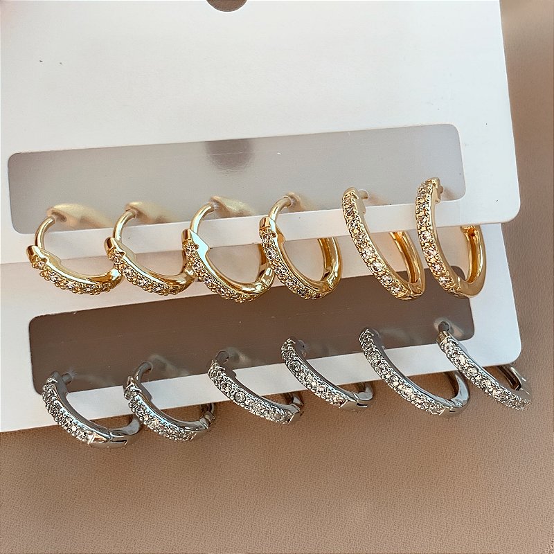 BRINCO KIT ARGOLINHAS ZIRCÔNIAS LORENA BIJU