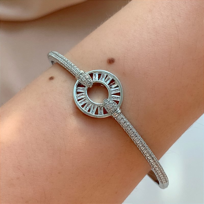 PULSEIRA / BRACELETE CÍRCULO PEDRAS ZIRCÔNIAS BIJU
