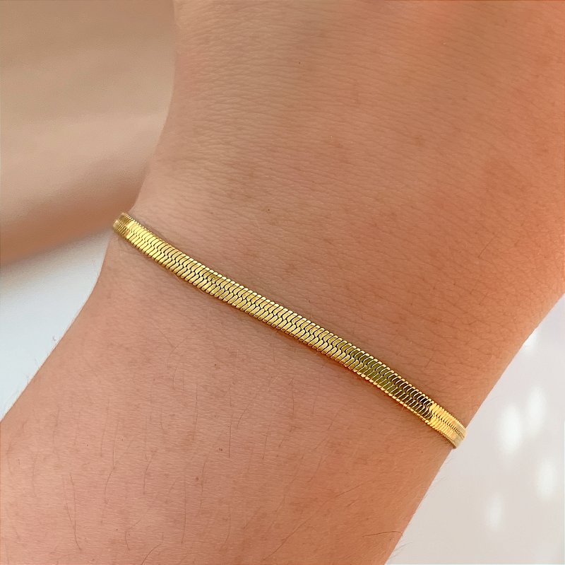 PULSEIRA FITA FINA 3MM SEM EXTENSOR DOURADO AÇO 316L⭐️