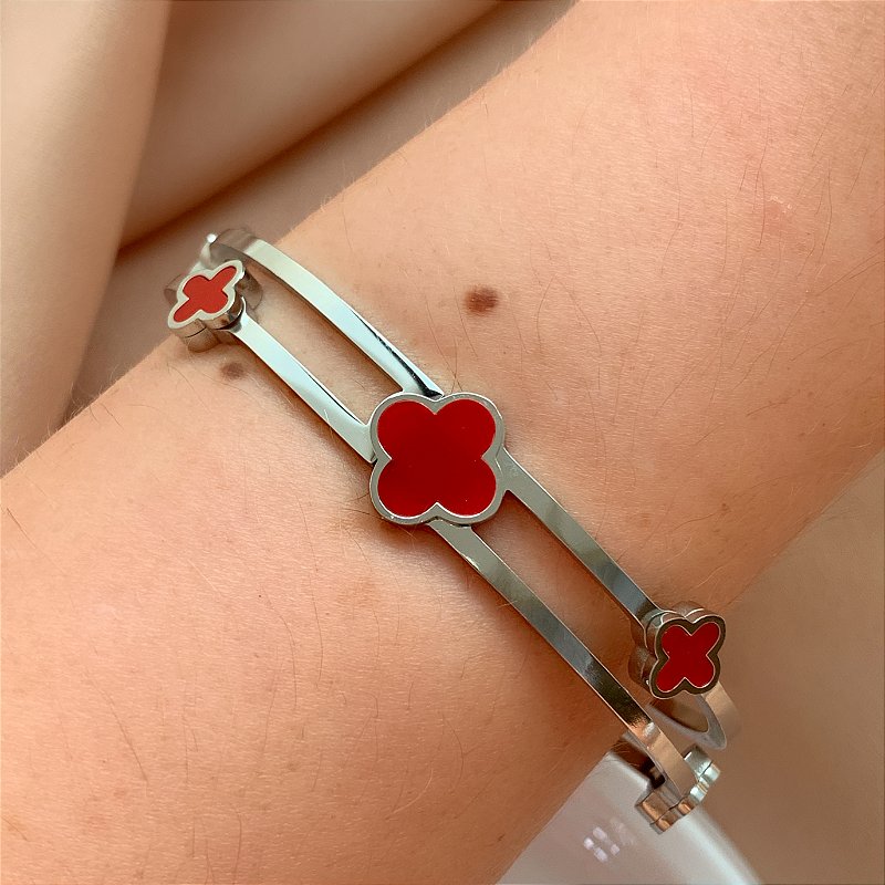PULSEIRA / BRACELETE TREVOS AÇO 316L⭐️