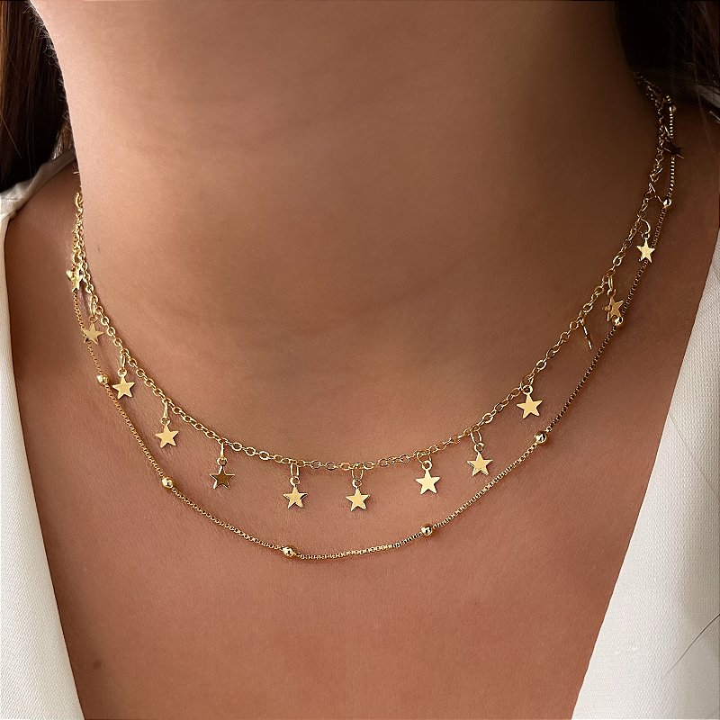MIX DE COLARES ALICE FOLHEADO A OURO 18K⭐️