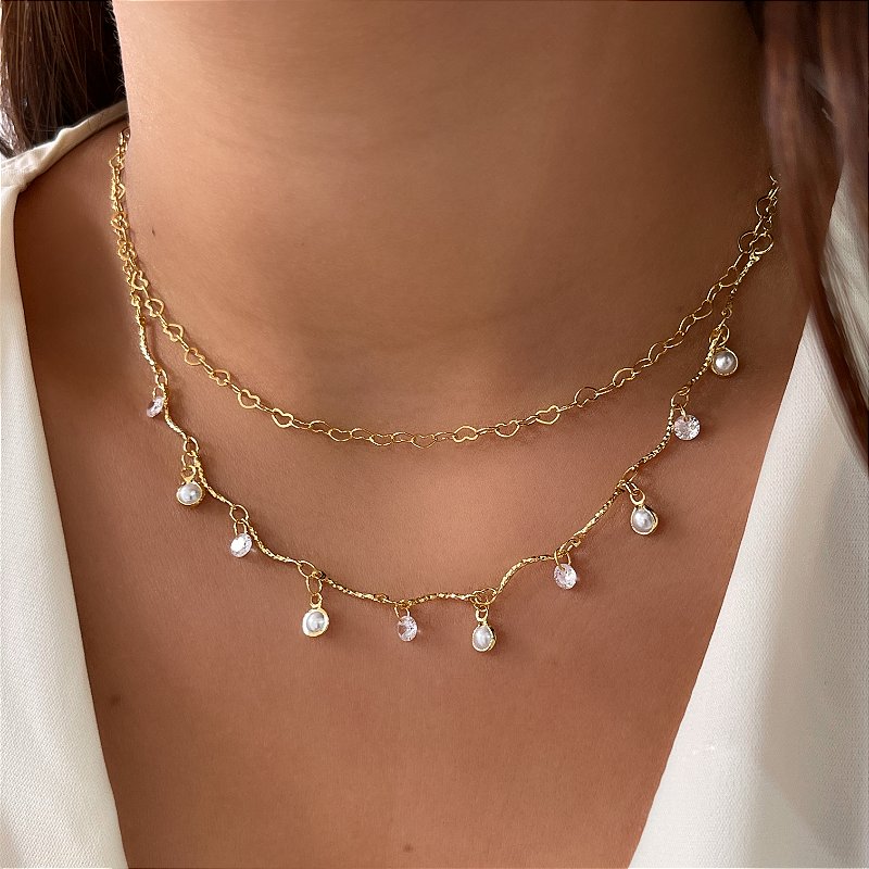 MIX DE COLARES BIANCA FOLHEADO A OURO 18K⭐️