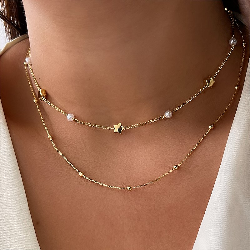 MIX DE COLARES LARISSA FOLHEADO A OURO 18K⭐️