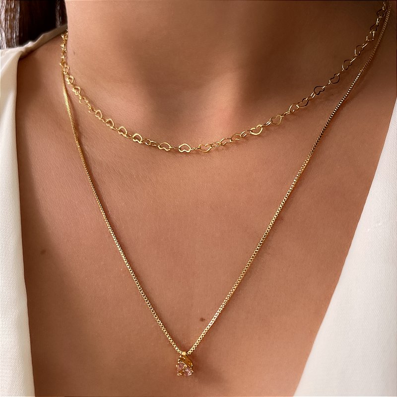 MIX DE COLARES LUANA FOLHEADO A OURO 18K⭐️