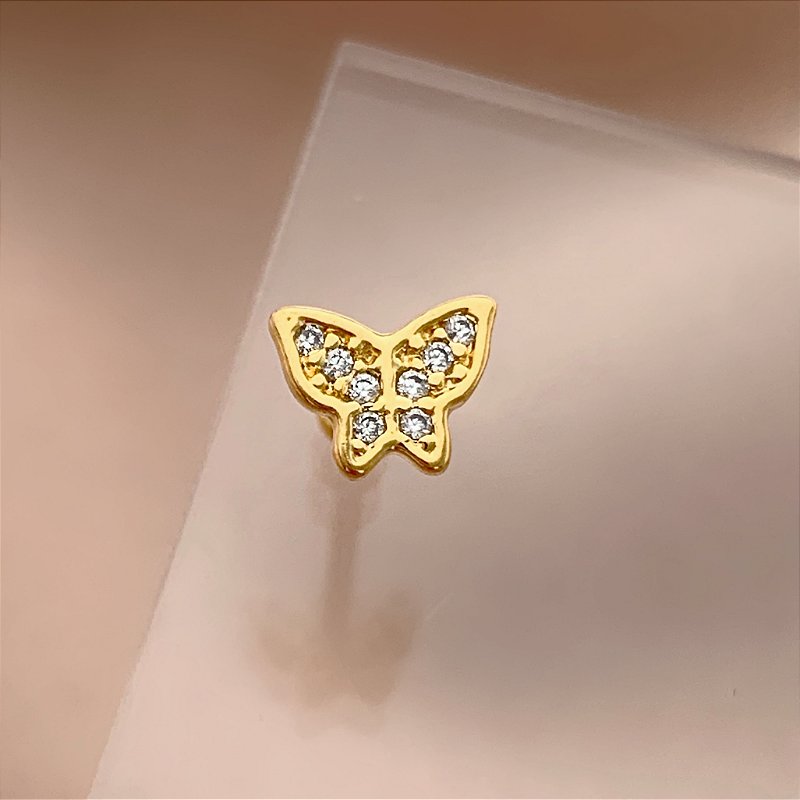 PIERCING CARTILAGEM BORBOLETA ZIRCÔNIAS 6MM HASTE AÇO 316L FOLHEADO A OURO 18K SEMIJOIA PARA ATUALIZAÇÃO⭐️