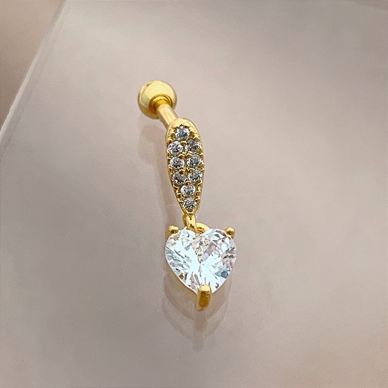 PIERCING CARTILAGEM GOTA CORAÇÃO ZIRCÔNIAS 7MM HASTE AÇO 316L FOLHEADO A OURO 18K SEMIJOIA PARA ATUALIZAÇÃO⭐️
