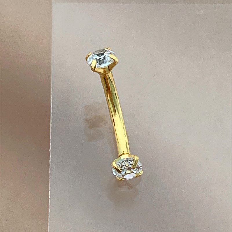 PIERCING BANANA PEDRAS ZIRCÔNIAS 10MM AÇO 316L FOLHEADO A OURO 18K SEMIJOIA PARA ATUALIZAÇÃO⭐️