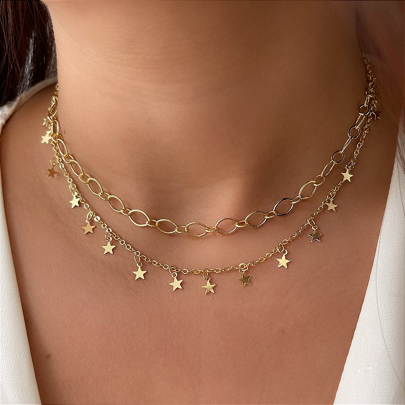 MIX DE COLARES JESSICA FOLHEADO A OURO 18K⭐️