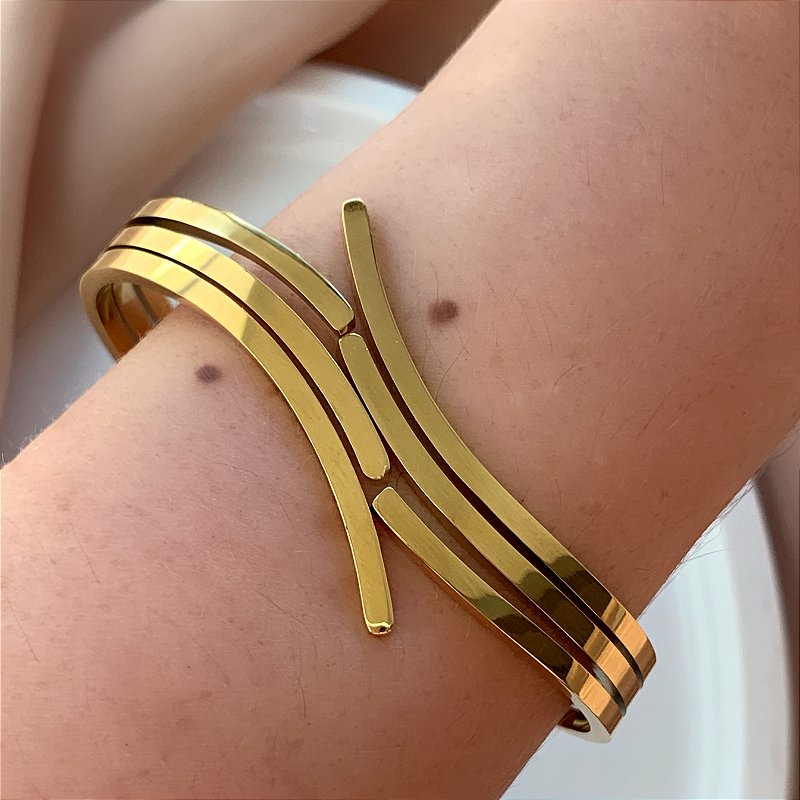 PULSEIRA / BRACELETE FIOS CURVADOS AÇO 316L⭐️