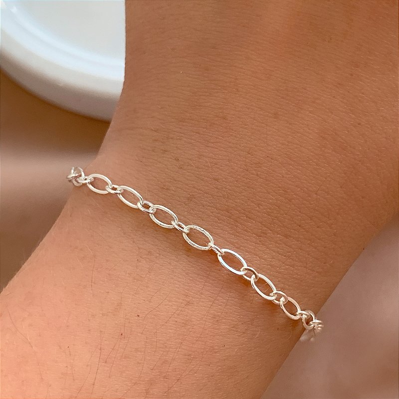 PULSEIRA ELOS MINI OVAIS FOLHEADO A PRATA⭐️