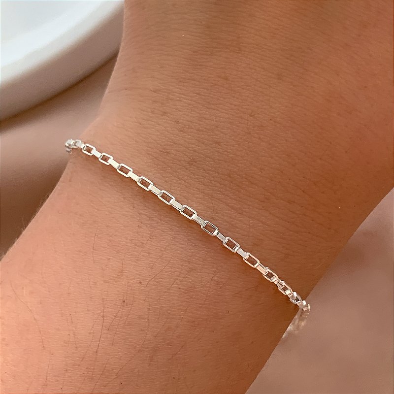 PULSEIRA ELOS RETANGULARES FOLHEADO A PRATA⭐️