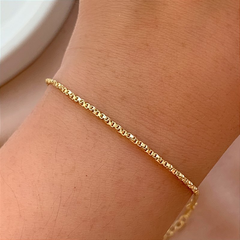 PULSEIRA CORRENTE VENEZIANA TORCIDA DELICADA FOLHEADO A OURO⭐