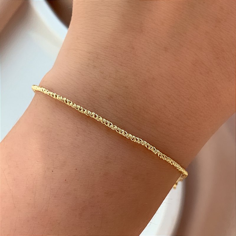 PULSEIRA CORRENTE TORCIDA FINA DELICADA FOLHEADO A OURO⭐