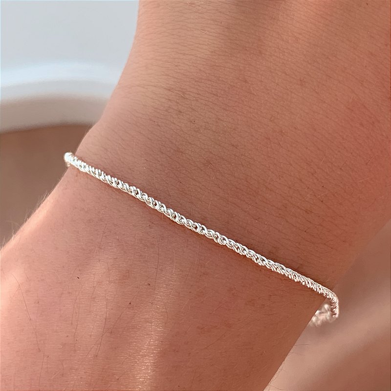 PULSEIRA CORRENTE VENEZIANA TORCIDA DELICADA FOLHEADO A PRATA⭐️