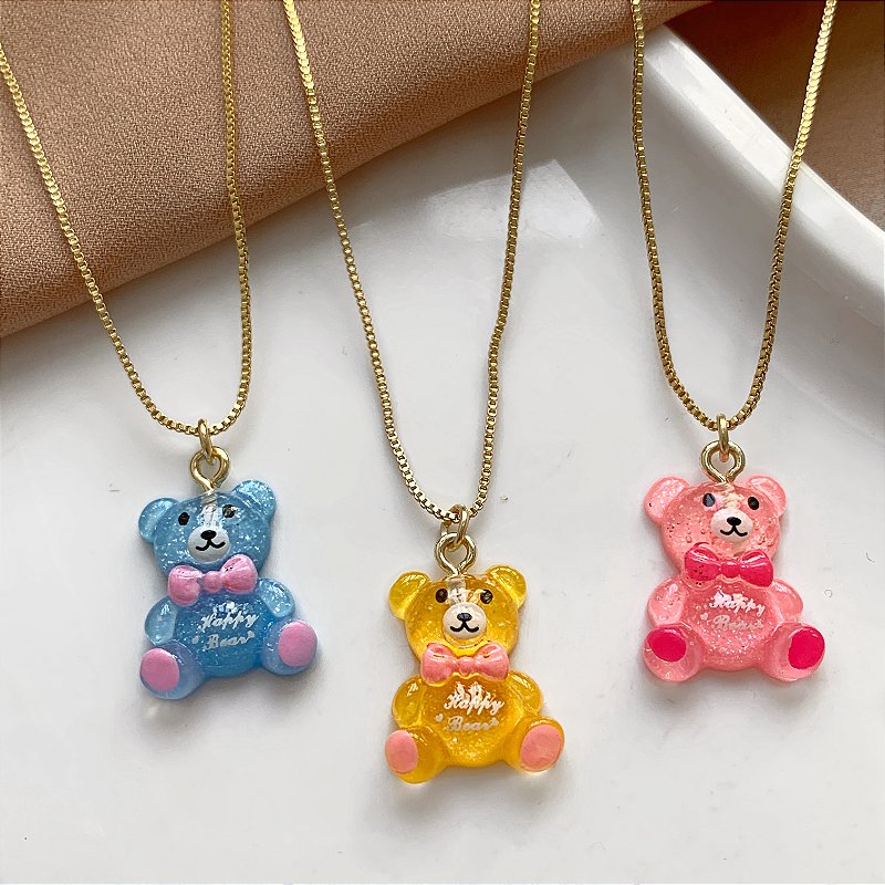 COLAR INFANTIL URSINHO COLOR FOLHEADO A OURO⭐️