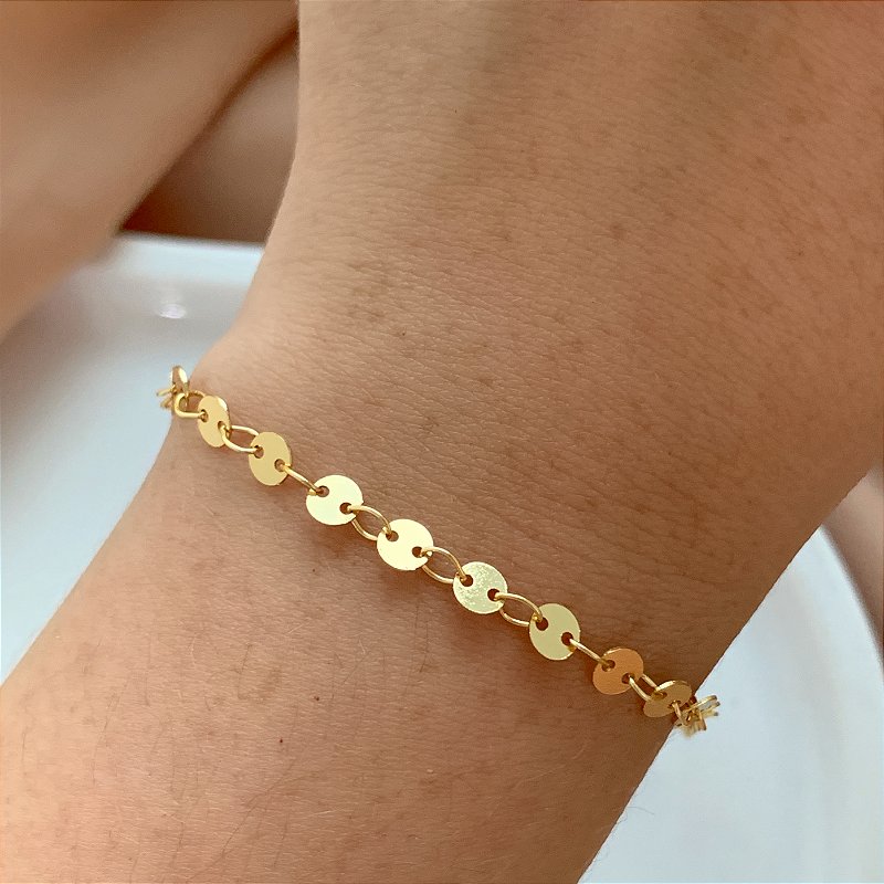 PULSEIRA PLAQUINHAS FOLHEADO A OURO 18K⭐️